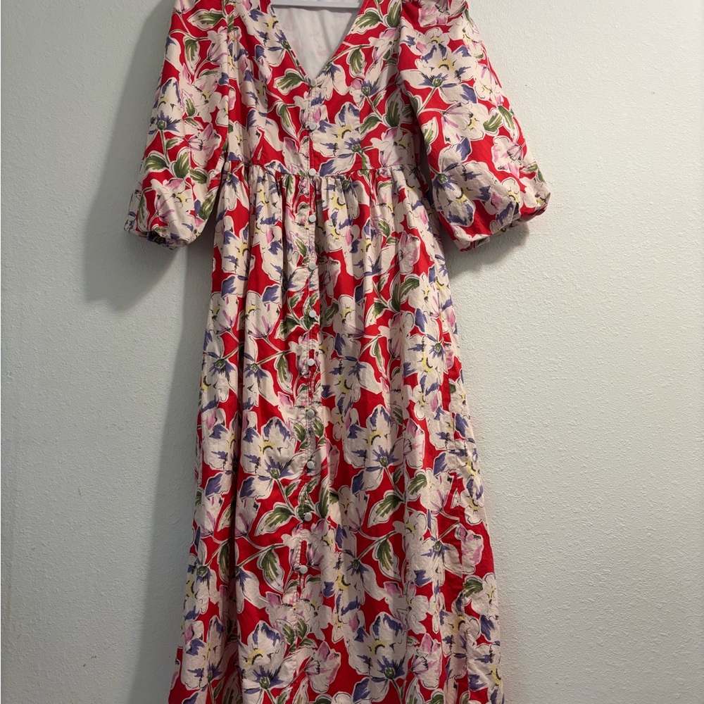 TYLER BOE sabrina watercolor floral midi dress Extra Small Excellent Condition - Picture 9 of 10